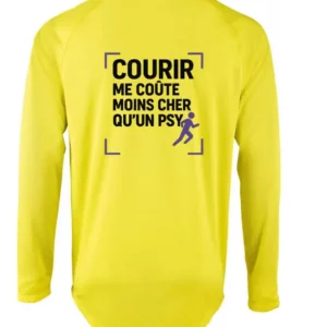 T-shirt manches longues Running "Courir me coûte moins cher qu’un psy"