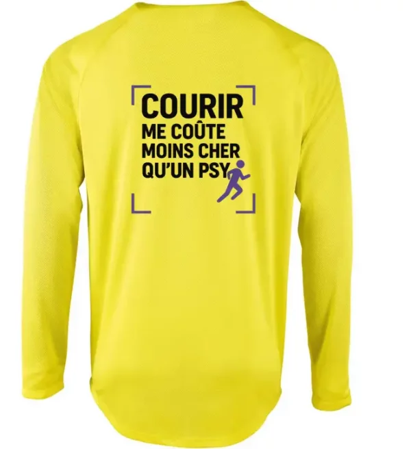 T-shirt manches longues Running "Courir me coûte moins cher qu’un psy"