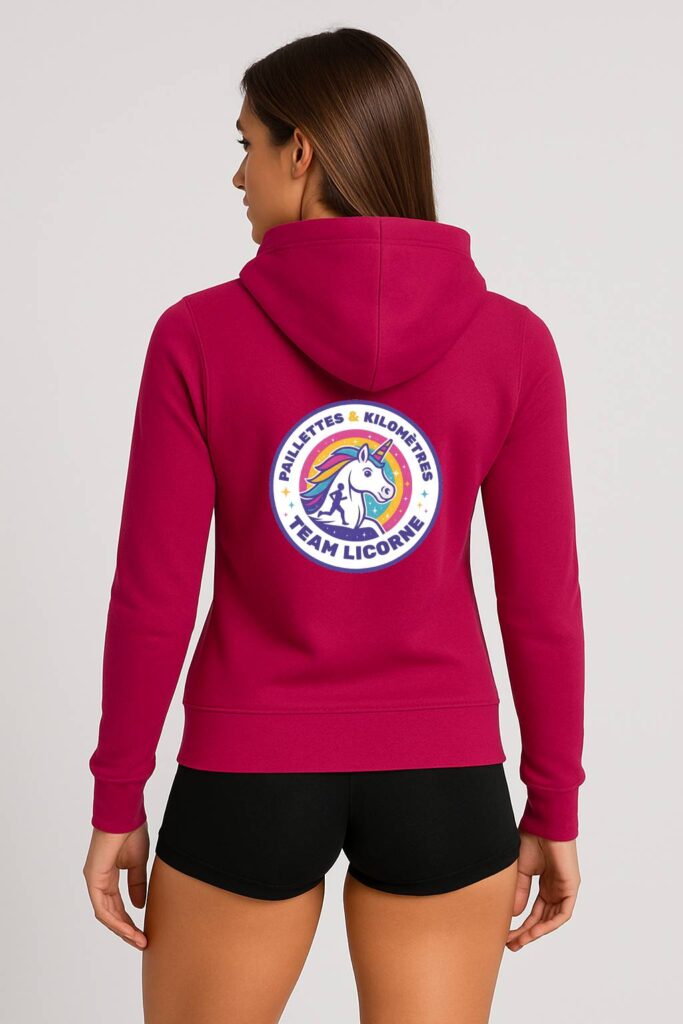 Hoodie Team Licorne – Paillettes & Kilomètres