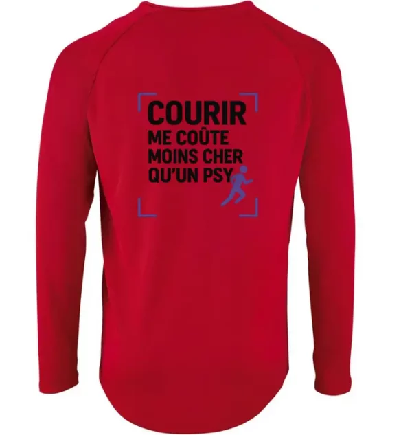 T-shirt manches longues Running "Courir me coûte moins cher qu’un psy" – Image 3